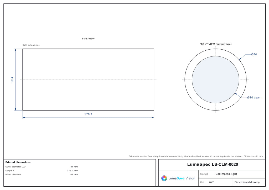 LS-CLM-0020 dimensions (mm)
