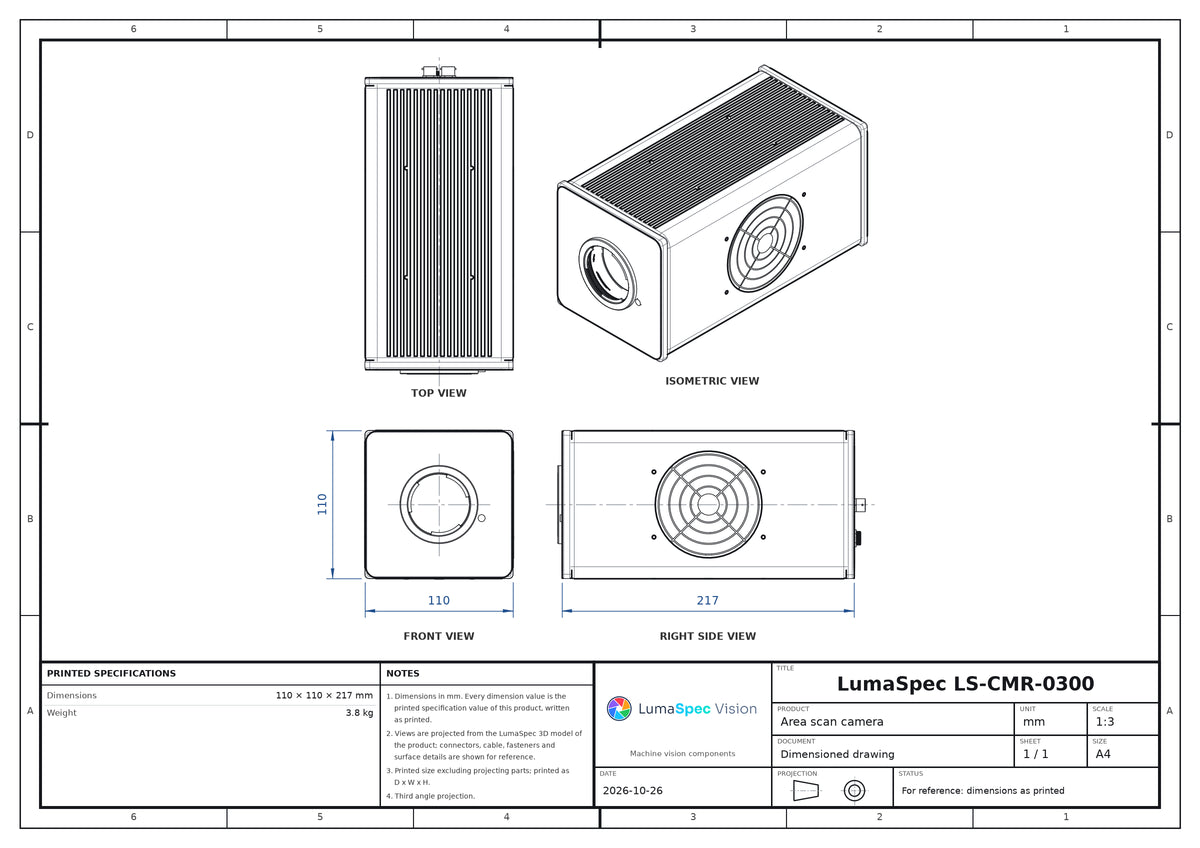 2.1 MP 10GigE high-speed camera, global shutter, 4000 fps (LS-CMR-0300)