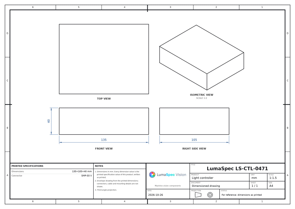 2-channel 5 V digital LED light controller, 6 W, RS-232 (LS-CTL-0471)