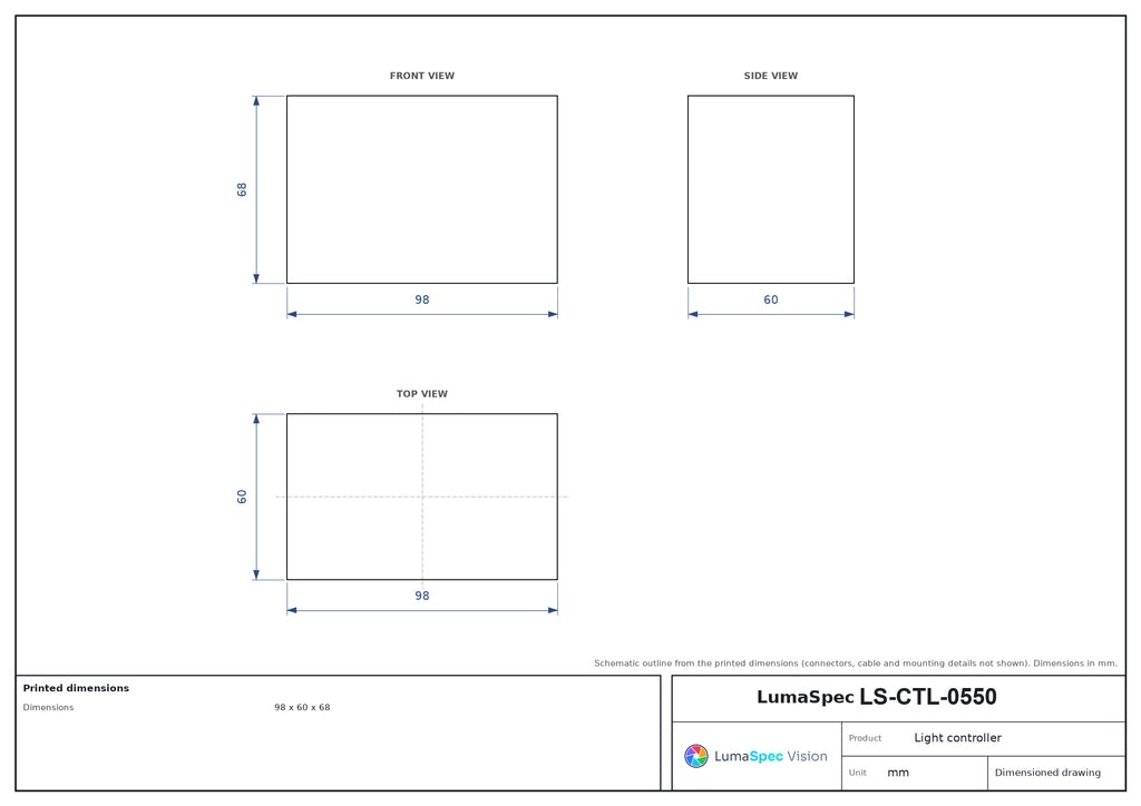 LS-CTL-0550 dimensions (mm)