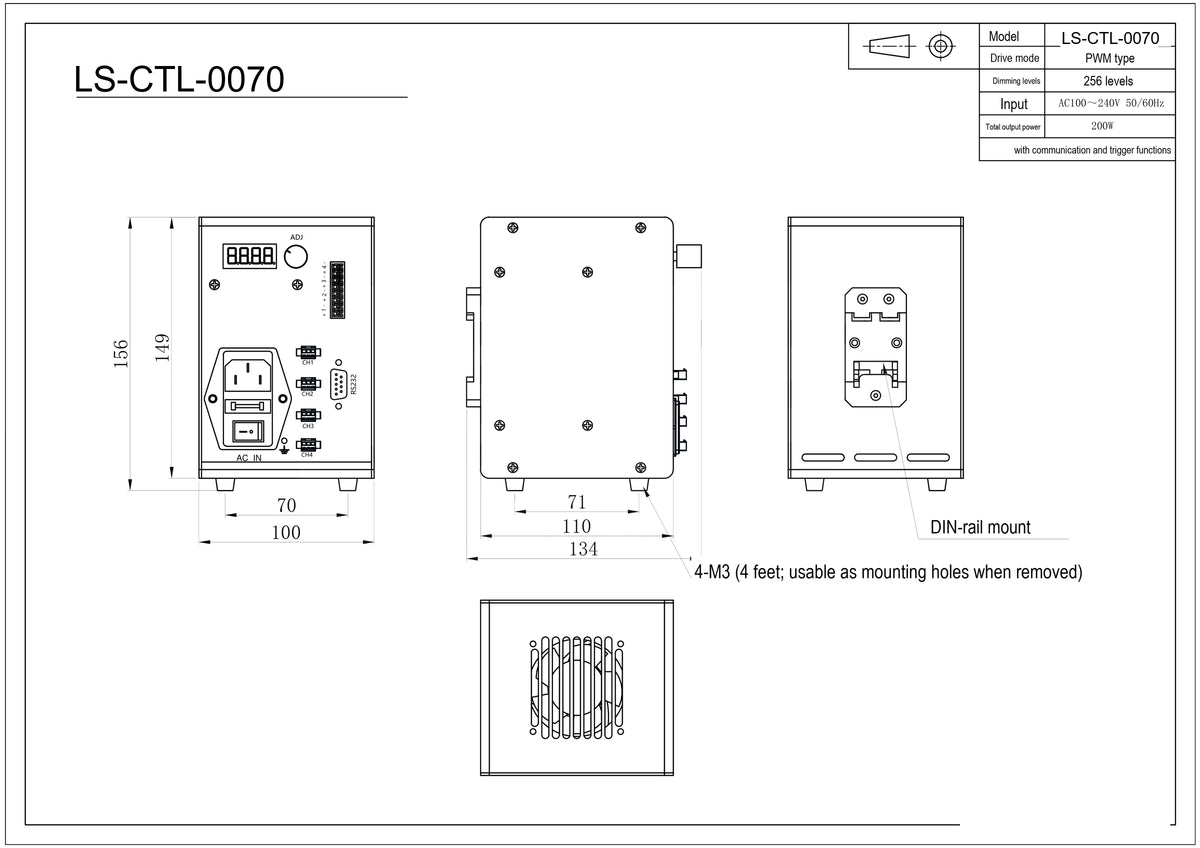 LS-CTL-0070 dimensions (mm)