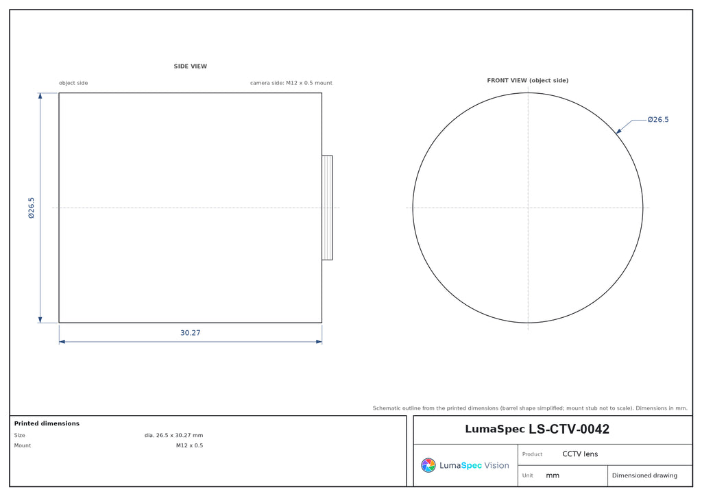 LS-CTV-0042 dimensions (mm)