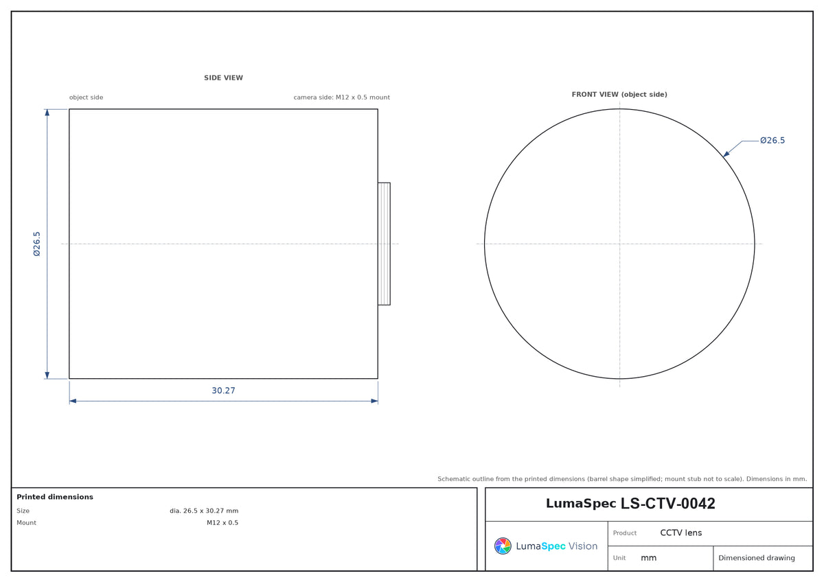 LS-CTV-0042 dimensions (mm)