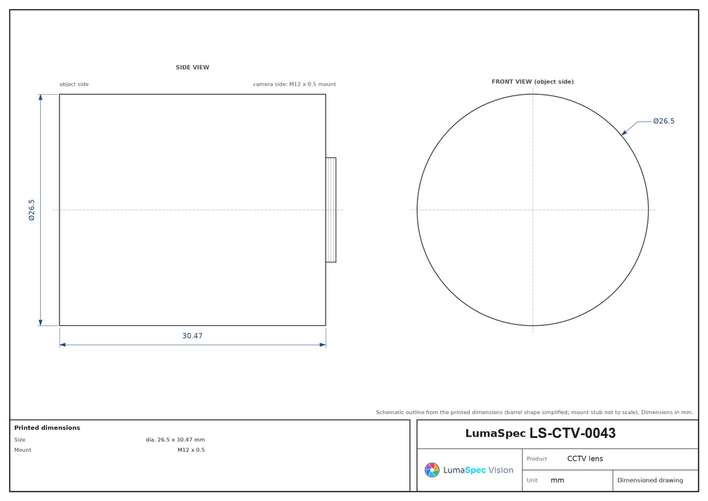 LS-CTV-0043 dimensions (mm)