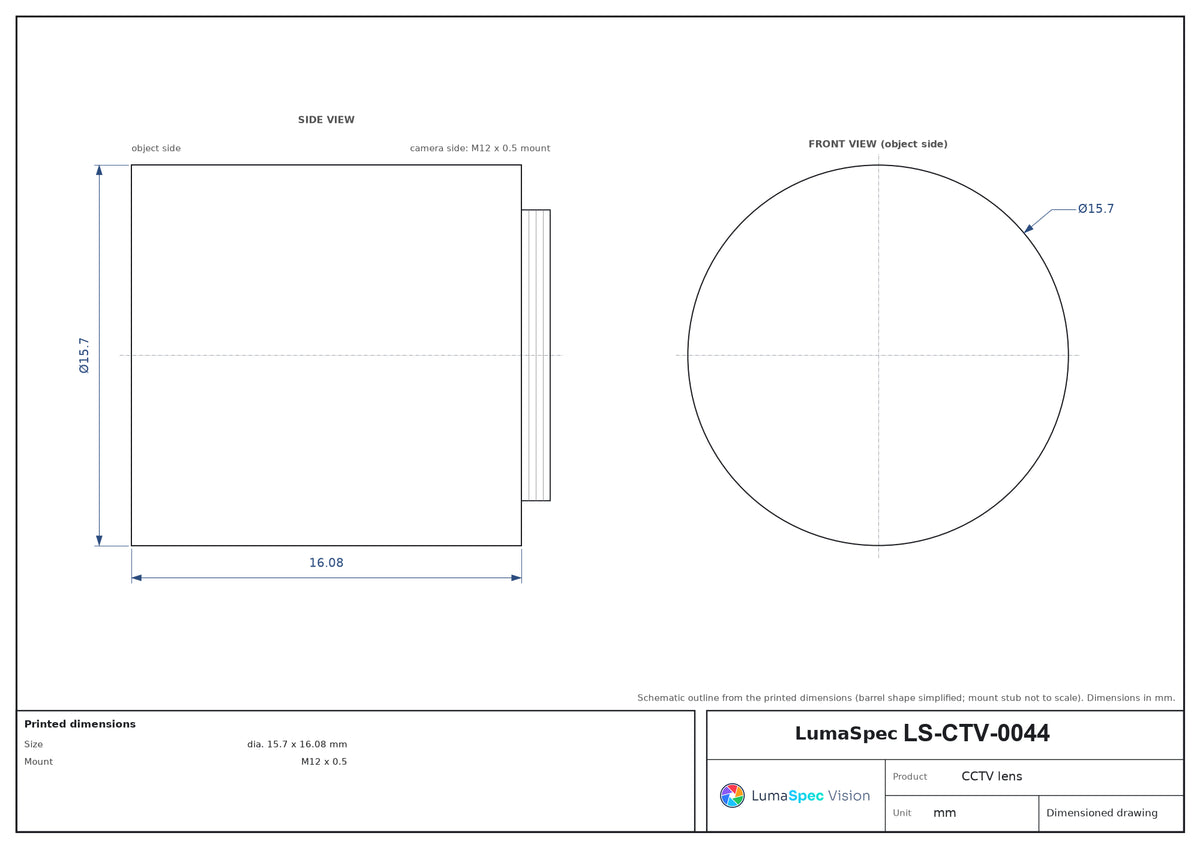 LS-CTV-0044 dimensions (mm)