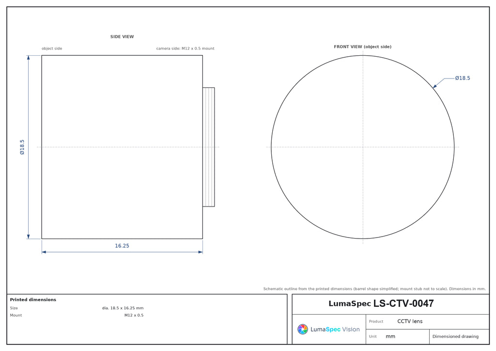 LS-CTV-0047 dimensions (mm)