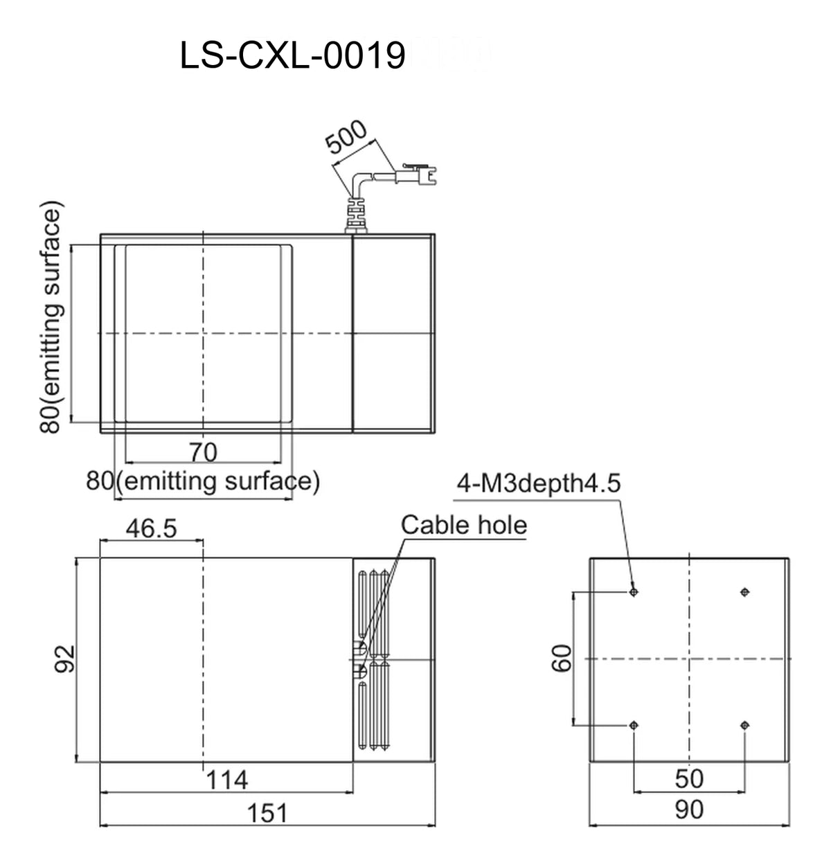 LS-CXL-0019 dimensions (mm)
