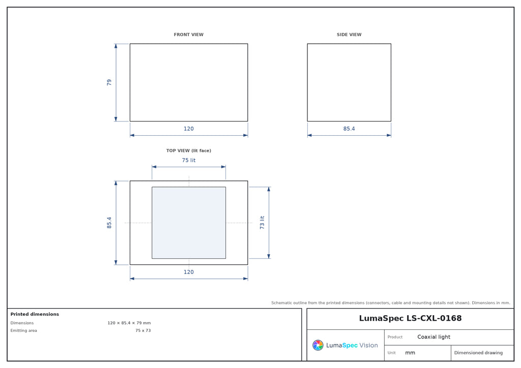 75 x 73 mm coaxial light