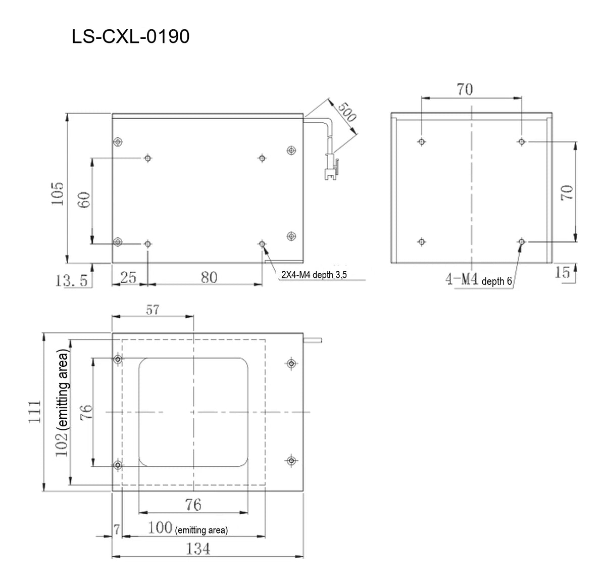 LS-CXL-0190 dimensions (mm)