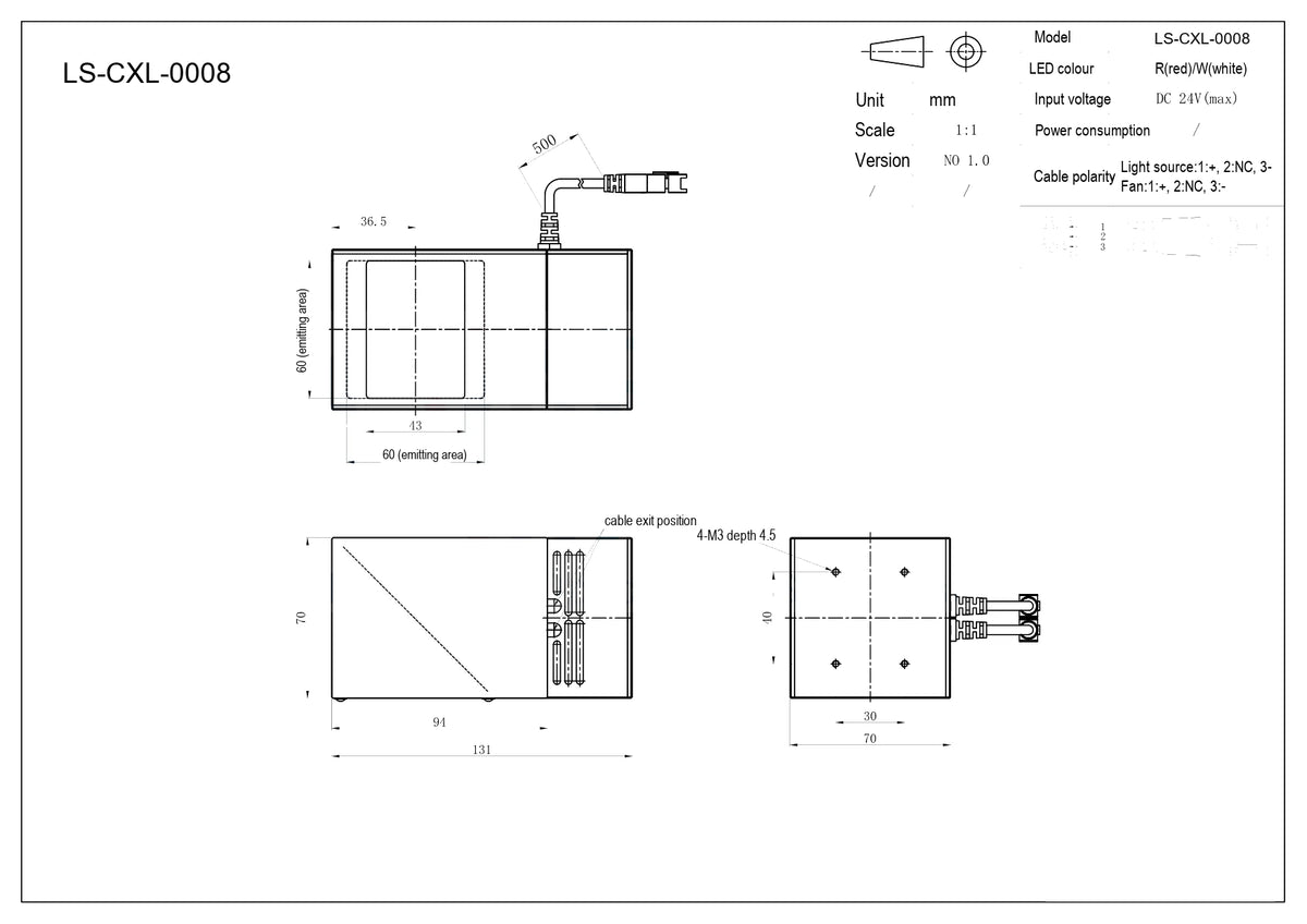 LS-CXL-0008 dimensions (mm)