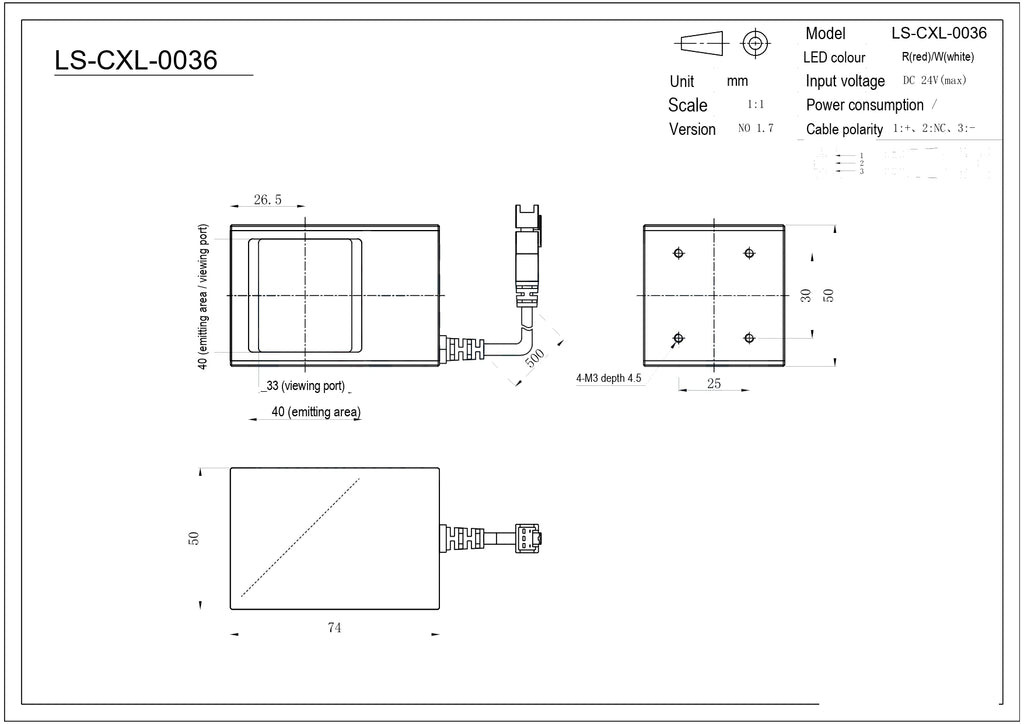 LS-CXL-0036 dimensions (mm)