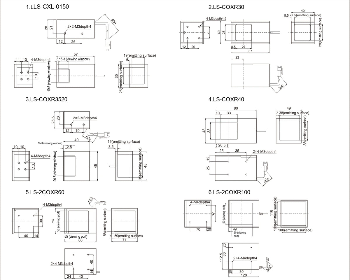 LS-CXL-0150 dimensions (mm)