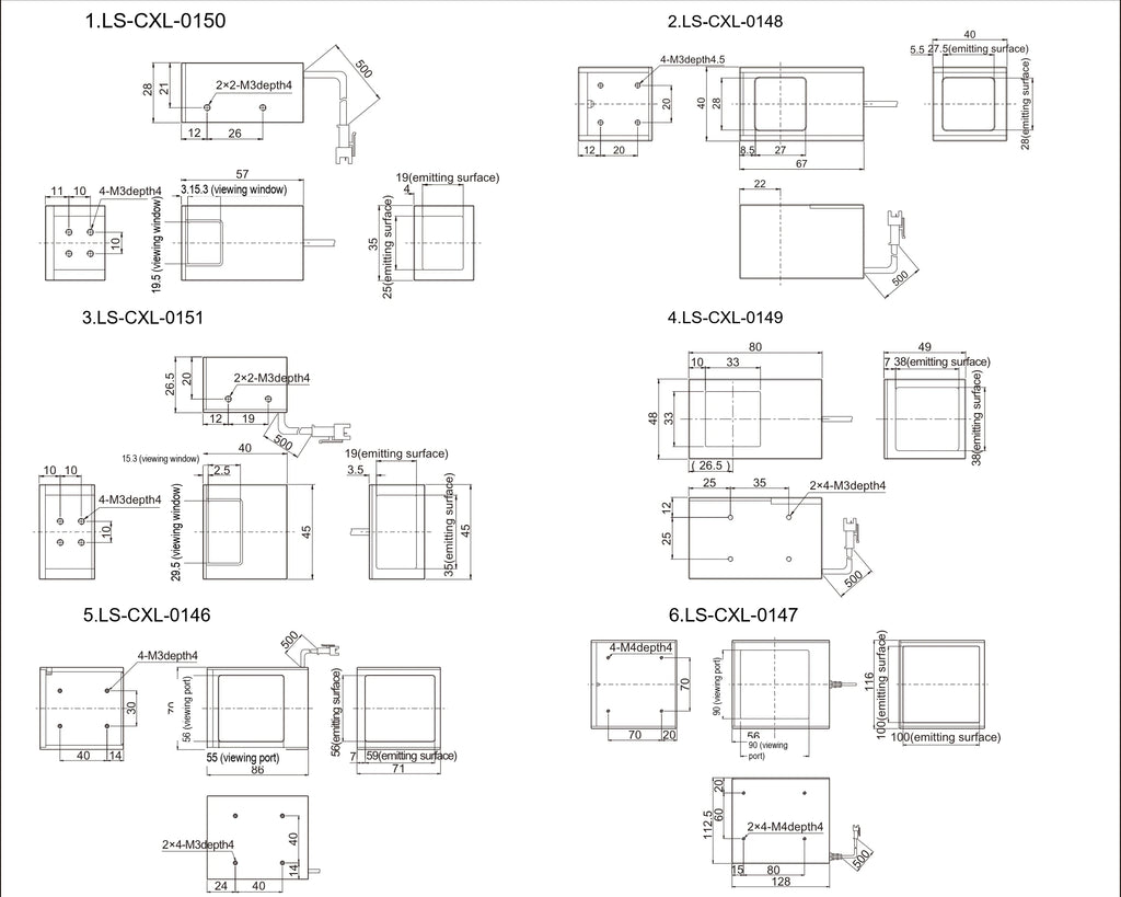 LS-CXL-0150 dimensions (mm)