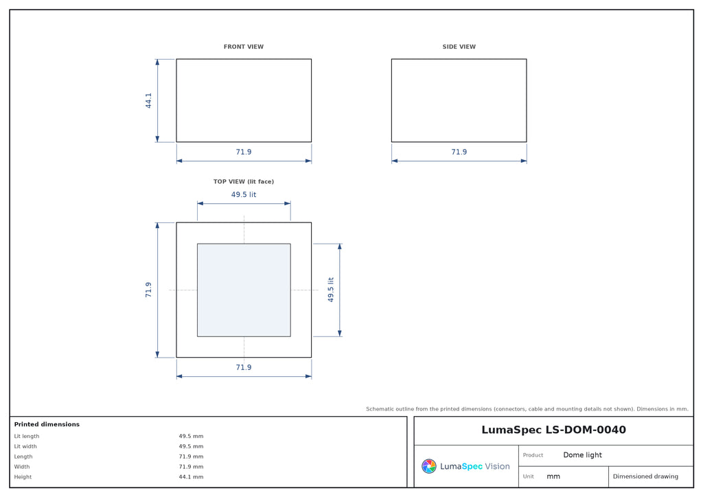 LS-DOM-0040 dimensions (mm)