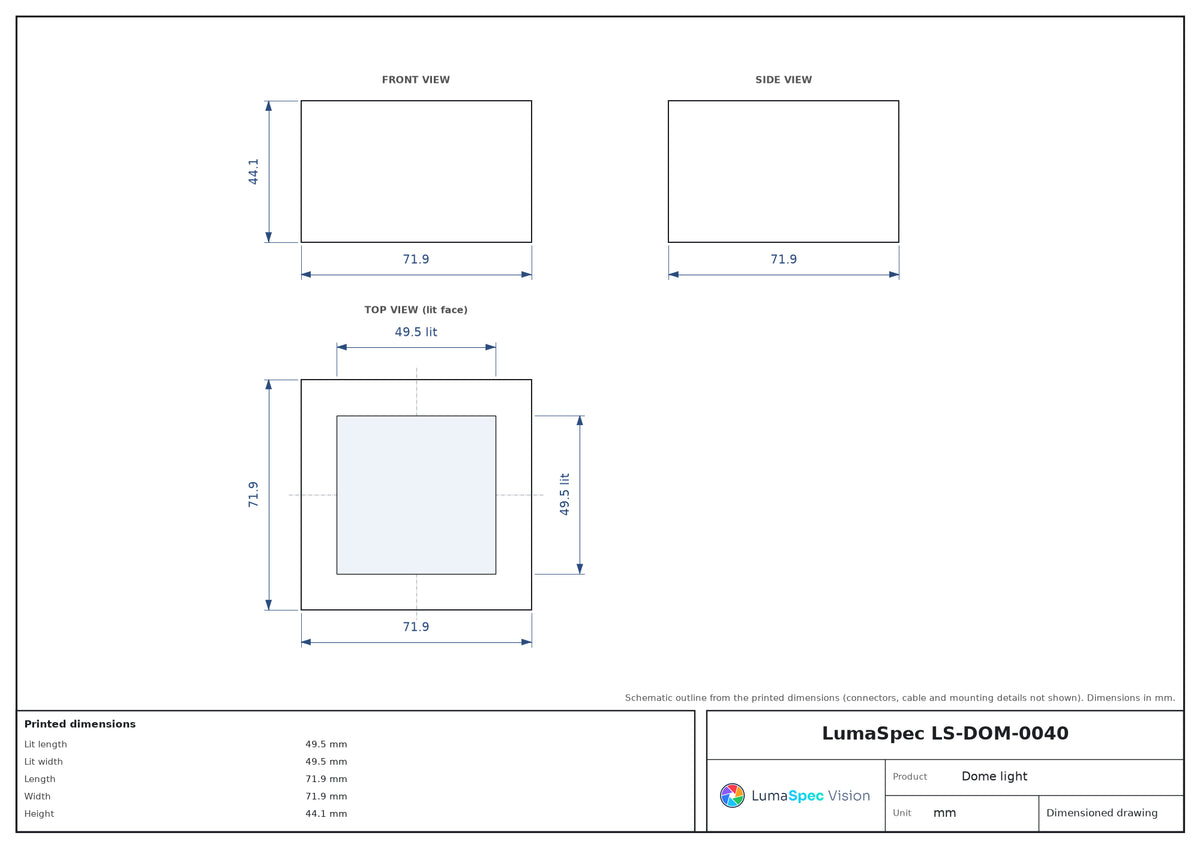 LS-DOM-0040 dimensions (mm)