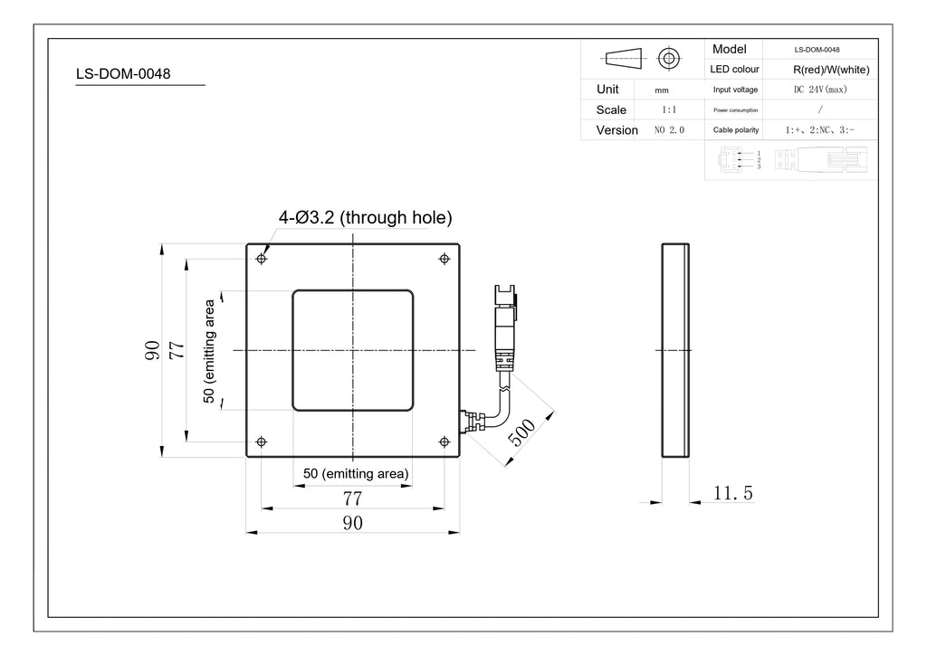 LS-DOM-0048 dimensions (mm)