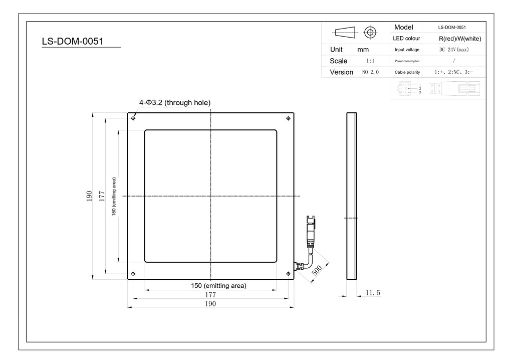 LS-DOM-0051 dimensions (mm)