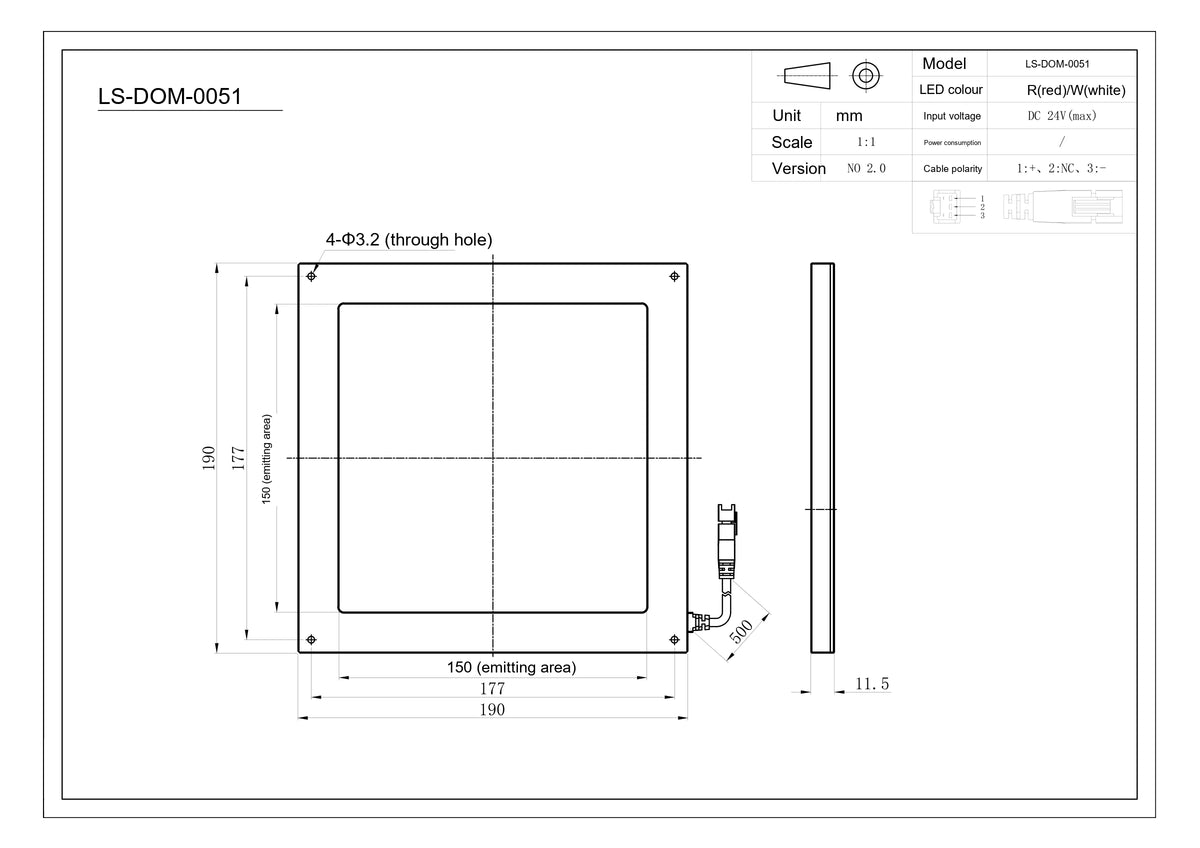 LS-DOM-0051 dimensions (mm)