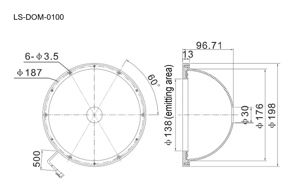 LS-DOM-0100 dimensions (mm)