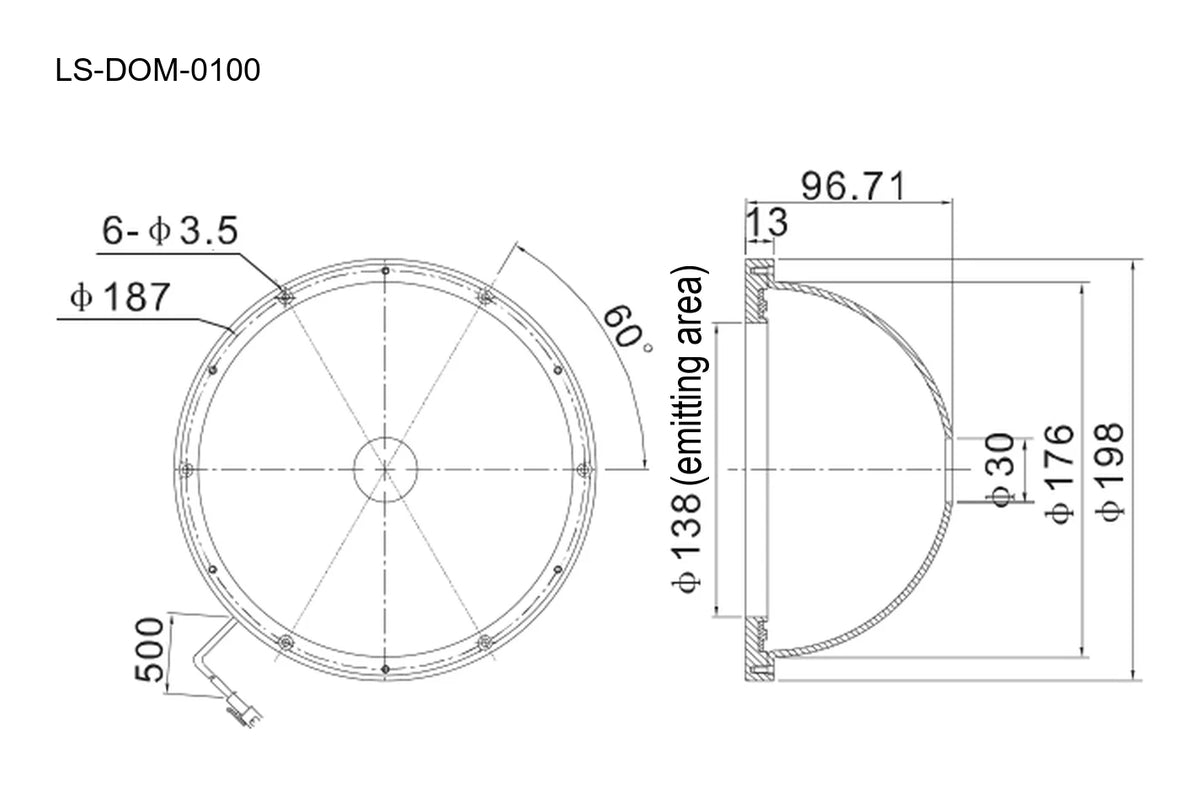 LS-DOM-0100 dimensions (mm)