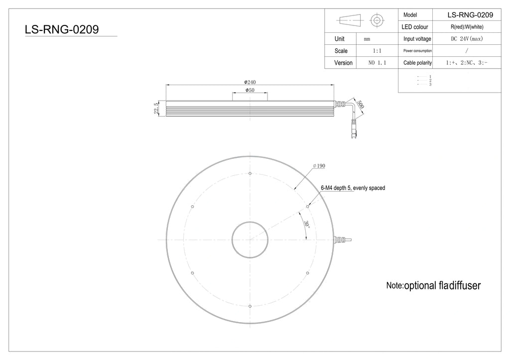 LS-RNG-0209 dimensions and mounting drawing (mm)