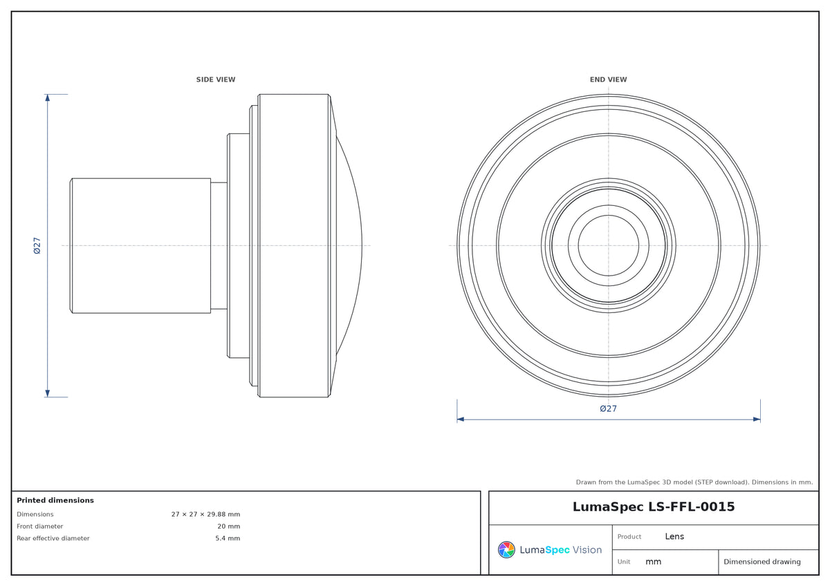 LS-FFL-0015 dimensions (mm)
