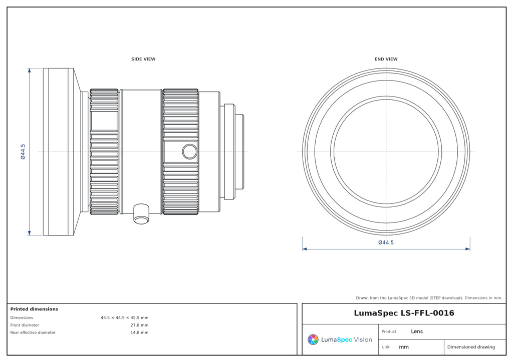 LS-FFL-0016 dimensions (mm)