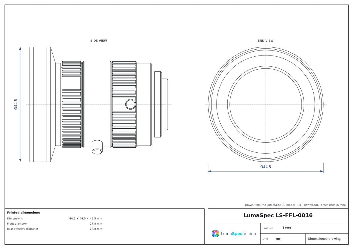 LS-FFL-0016 dimensions (mm)