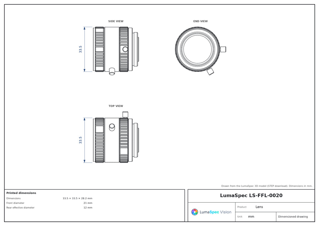 LS-FFL-0020 dimensions (mm)