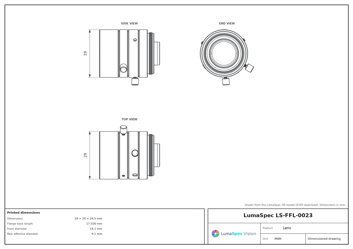 LS-FFL-0023 dimensions (mm)