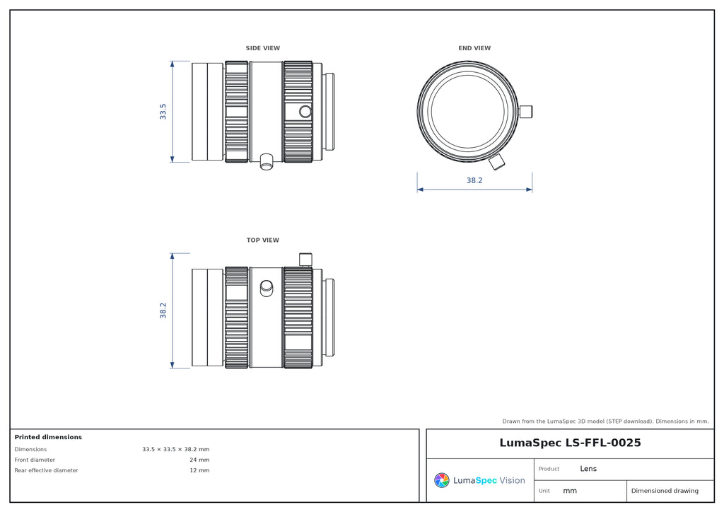 LS-FFL-0025 dimensions (mm)