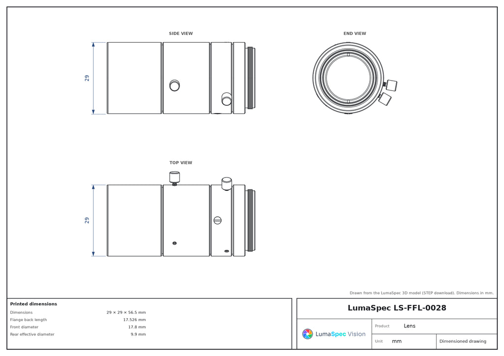 LS-FFL-0028 dimensions (mm)