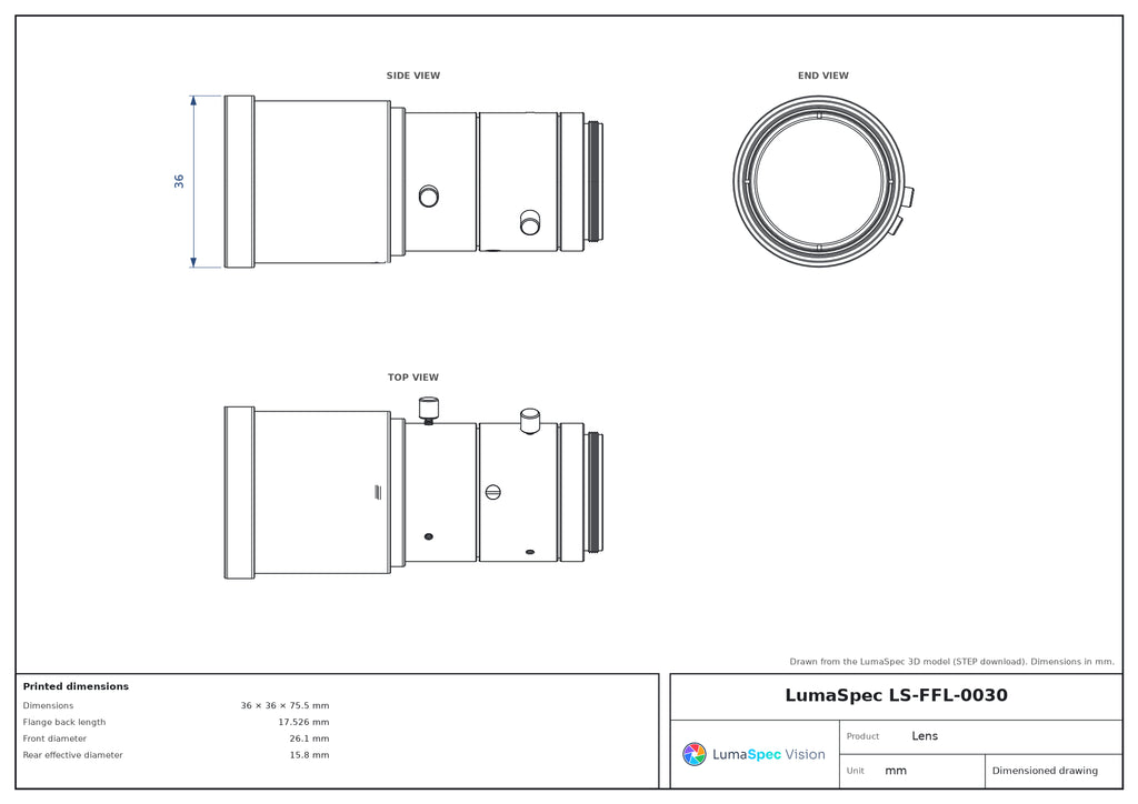 LS-FFL-0030 dimensions (mm)