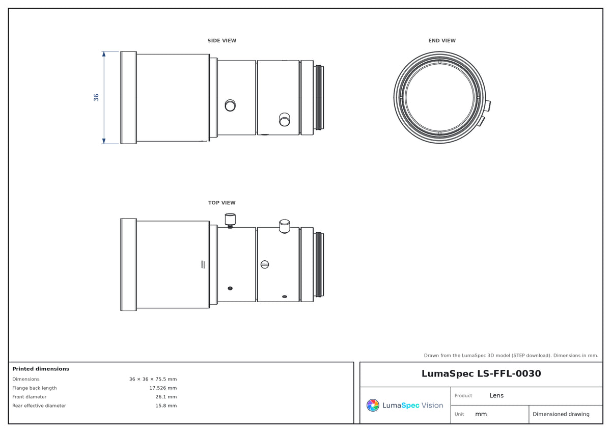 LS-FFL-0030 dimensions (mm)