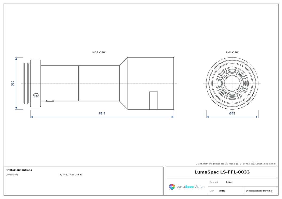 LS-FFL-0033 dimensions (mm)