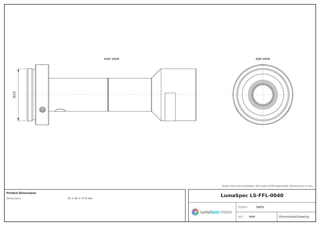 LS-FFL-0040 dimensions (mm)