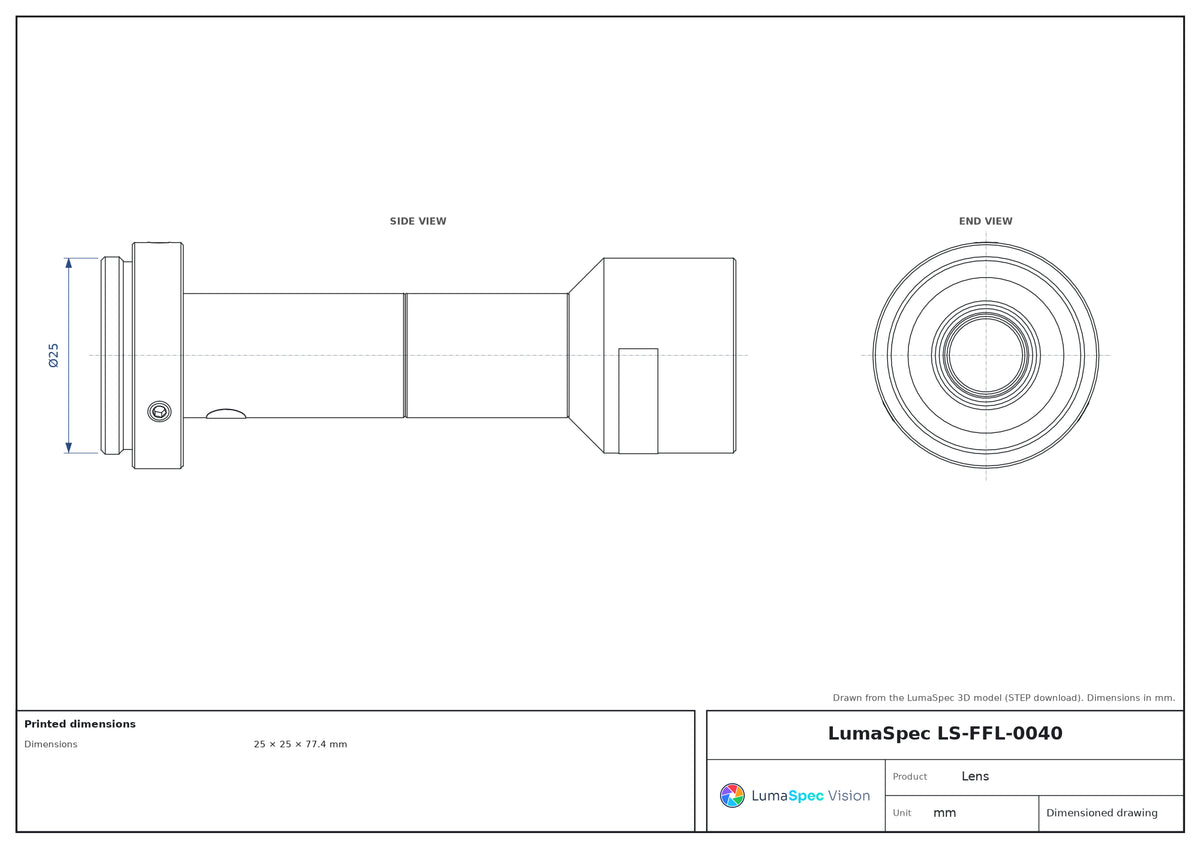LS-FFL-0040 dimensions (mm)