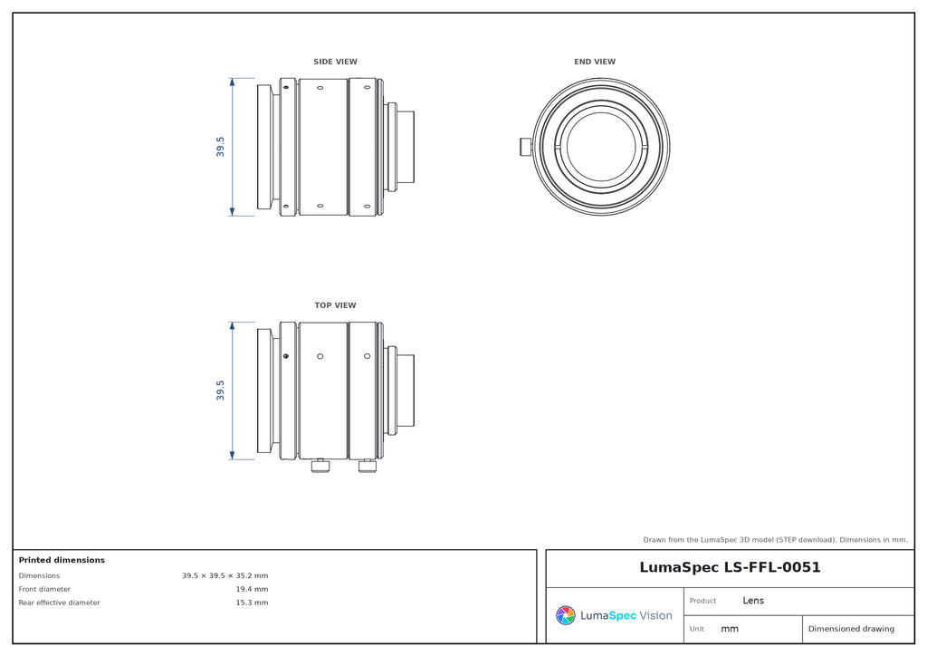 LS-FFL-0051 dimensions (mm)