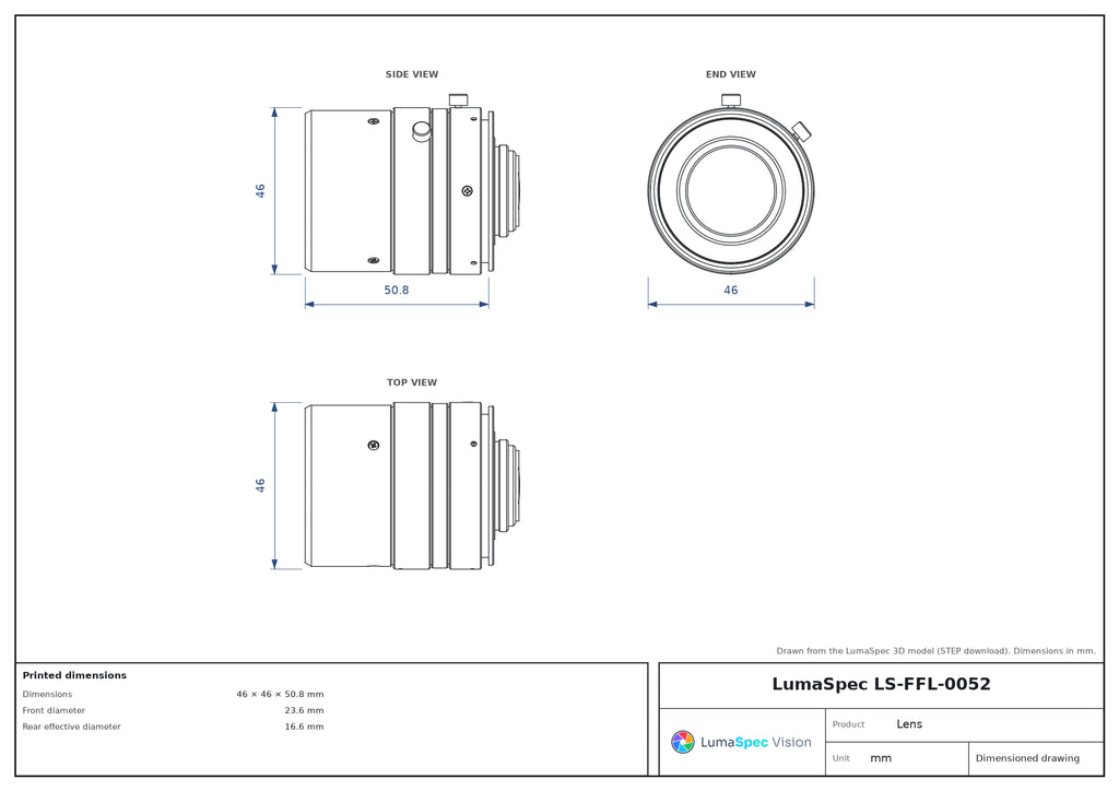 LS-FFL-0052 dimensions (mm)