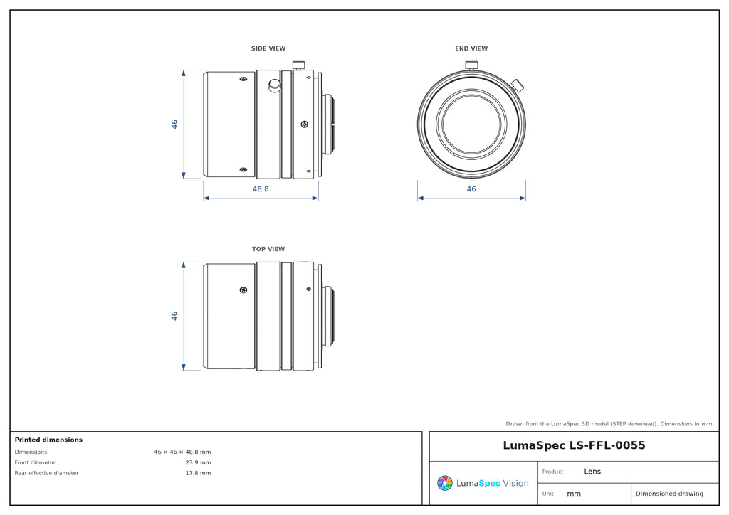 LS-FFL-0055 dimensions (mm)