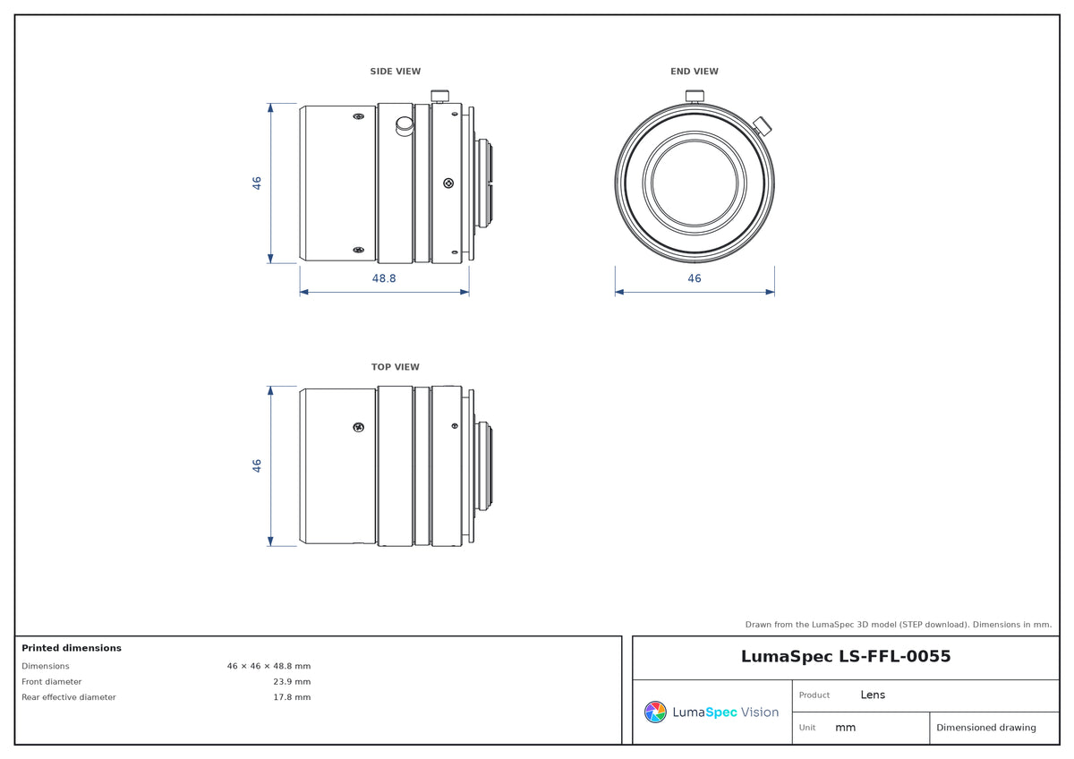 LS-FFL-0055 dimensions (mm)