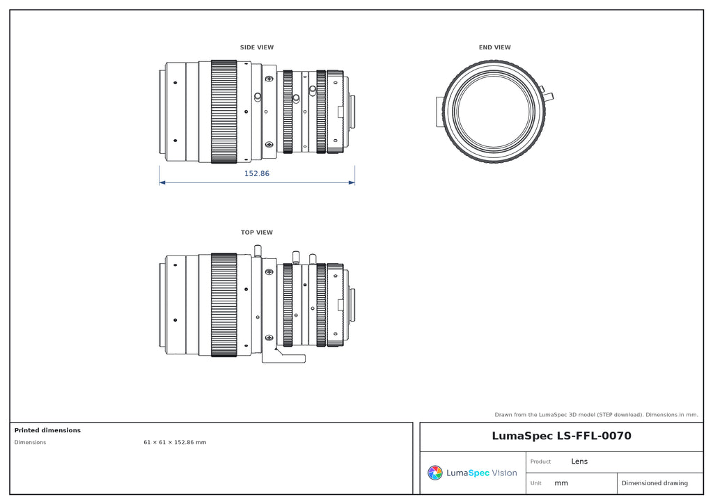 LS-FFL-0070 dimensions (mm)