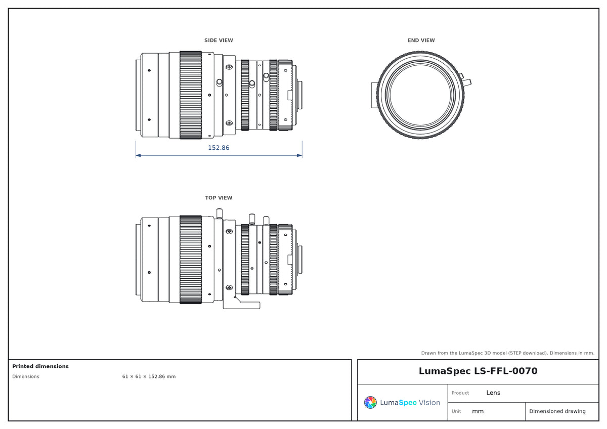 LS-FFL-0070 dimensions (mm)