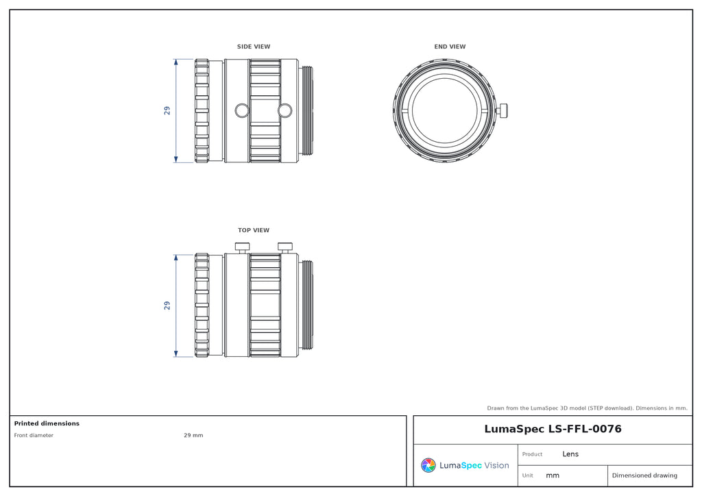 LS-FFL-0076 dimensions (mm)