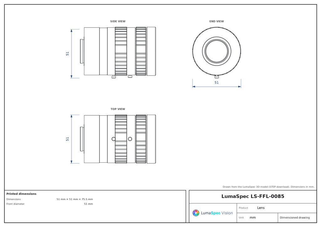 LS-FFL-0085 dimensions (mm)