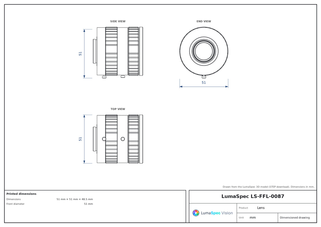 LS-FFL-0087 dimensions (mm)