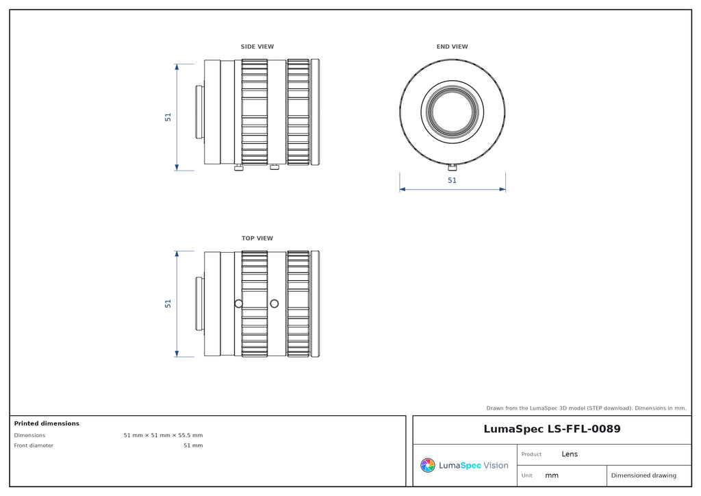 LS-FFL-0089 dimensions (mm)