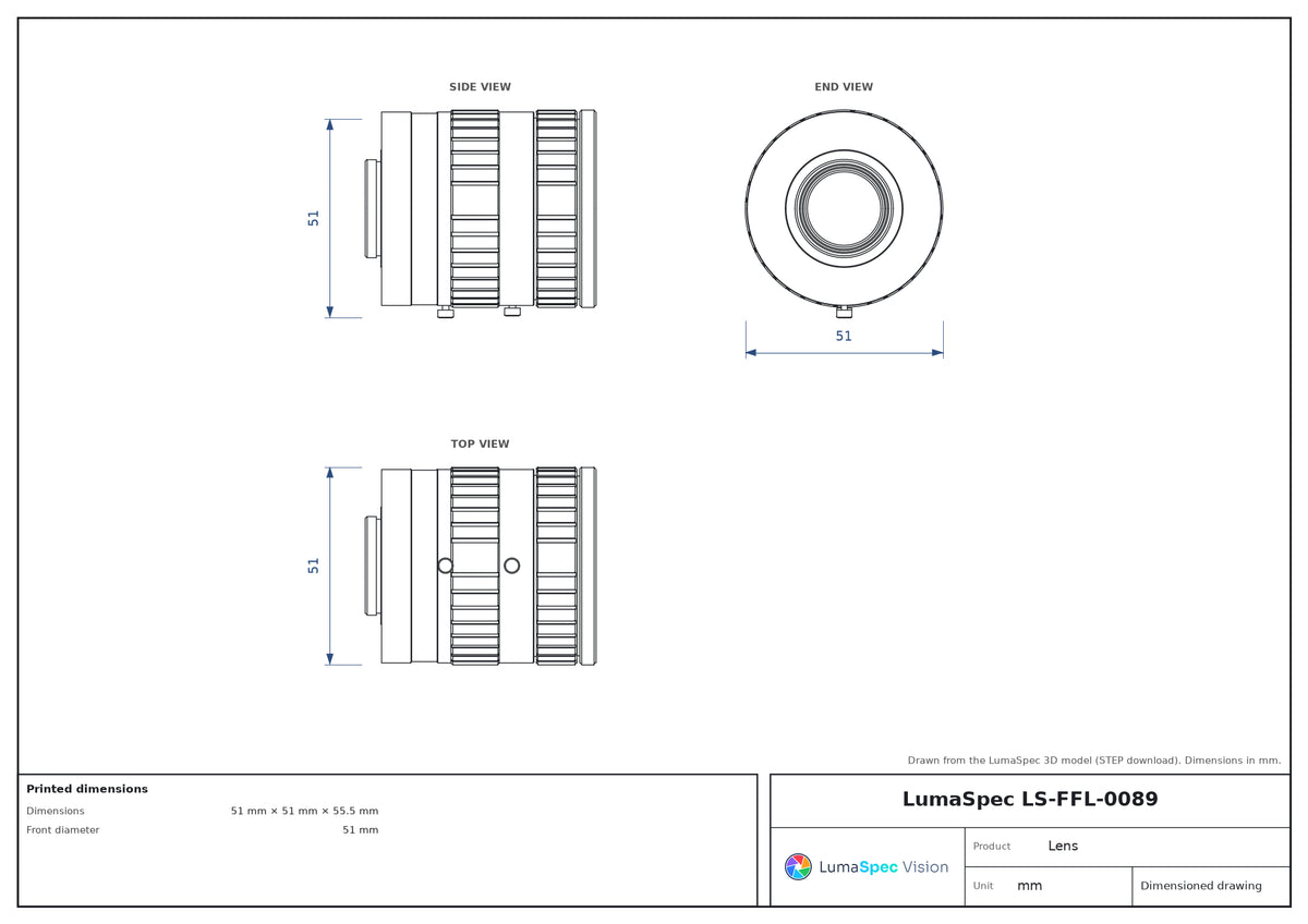 LS-FFL-0089 dimensions (mm)