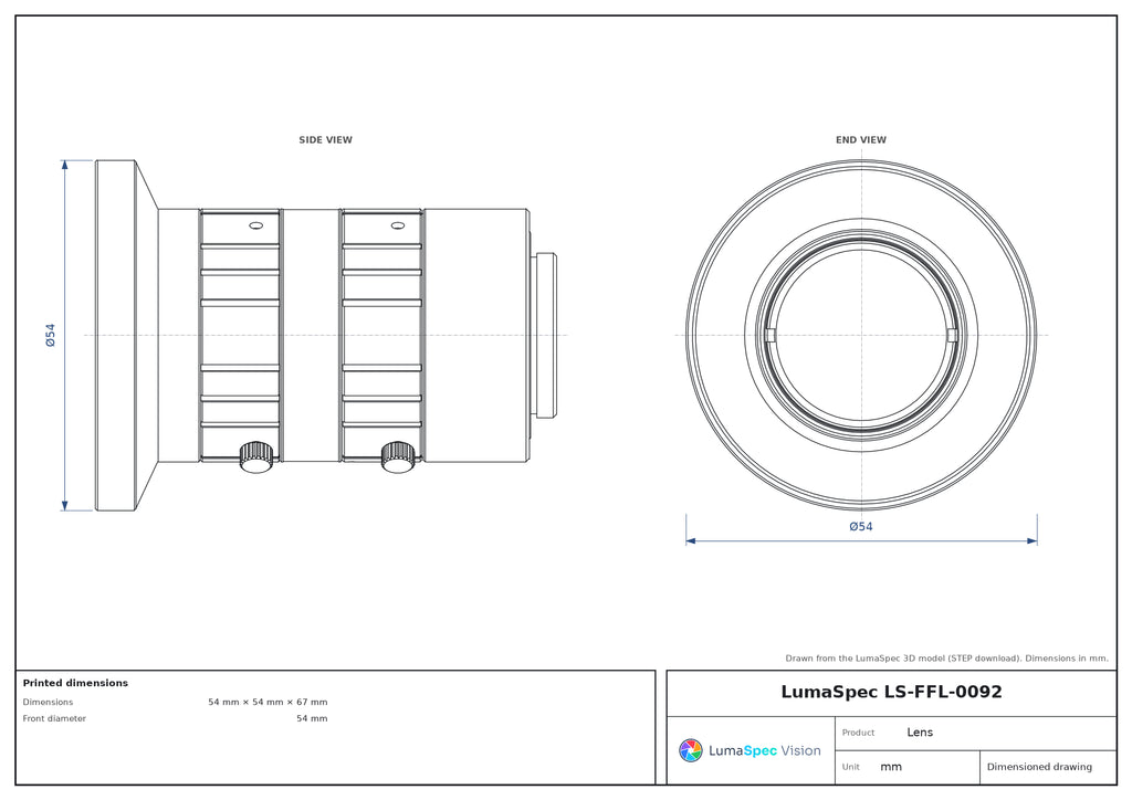 LS-FFL-0092 dimensions (mm)