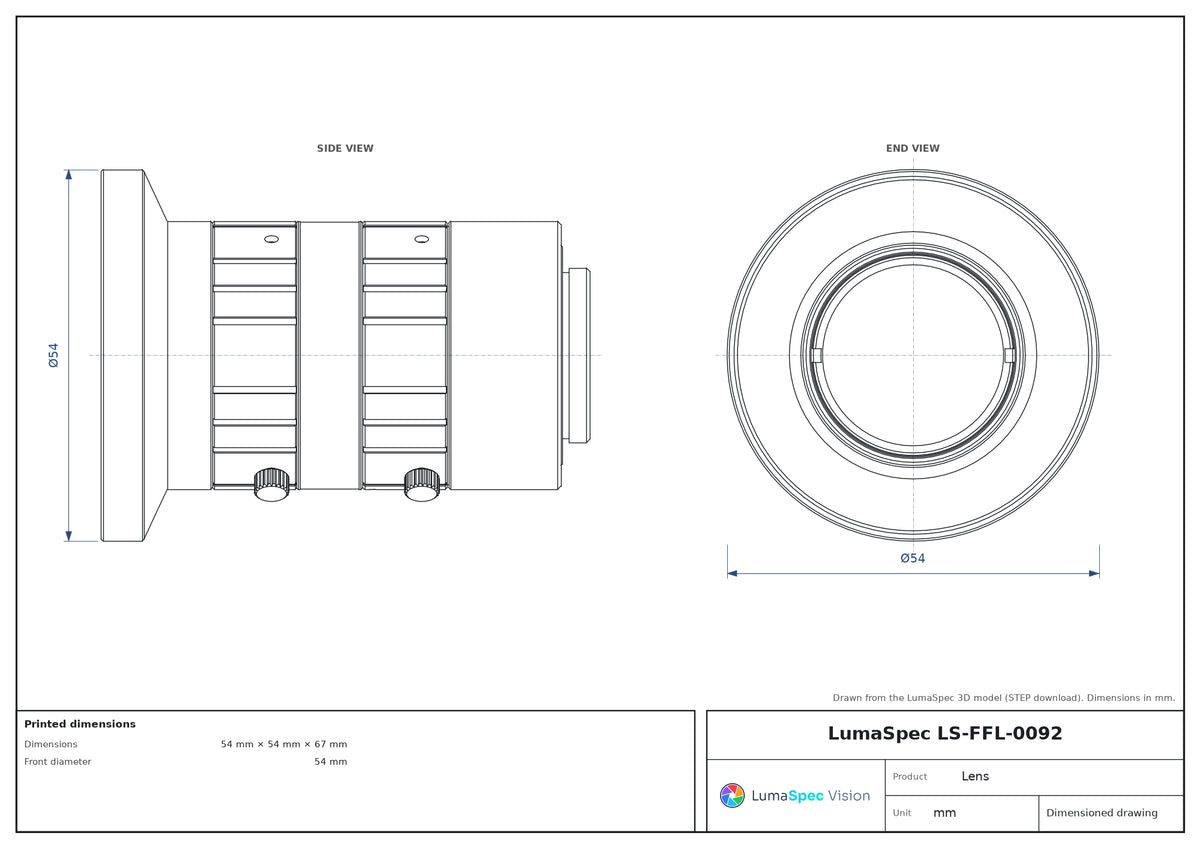 LS-FFL-0092 dimensions (mm)